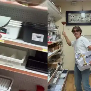 特鲁多与水果姐现身加拿大五金店 拿马桶搋子起舞 儿子发布视频
